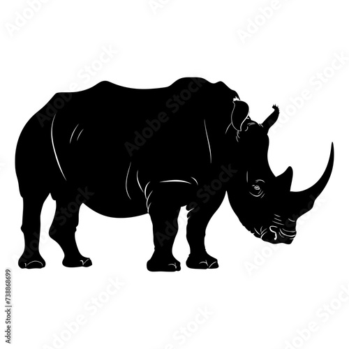 Silhouette rhinoceros animal black color only full body