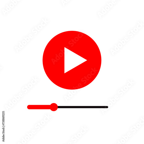 Red play button icon. 