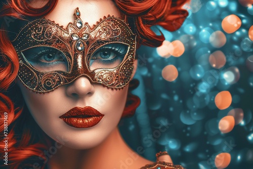 Enigmatic Portrait of a Woman in a Venetian Mask
