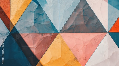 Cool Toned Grid of Triangles, Minimalist Background