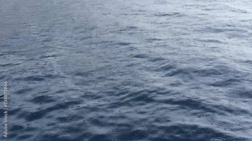 rainy weather at the sea, drops falling into water, heavy rain, stormy day rainy weather at the sea, drops falling into water, heavy rain, stormy day