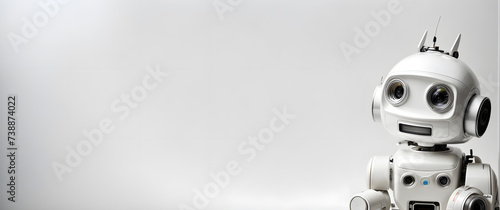 Cute robot banner in white background 
