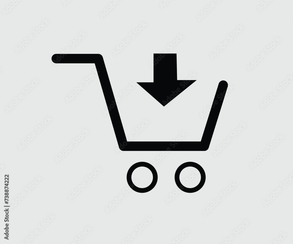 Shopping cart icon. Put in cart online shopping icon with arrow Vector. Vector illustration. Eps file 375. Shopping cart icon. Put in cart online shopping icon with arrow Vector. Vector illustration. Eps file 375.