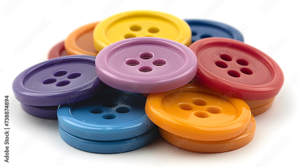 Buttons for Clothes Icon Set Closeup Isolated. Fashion, Art, Needlework, Sewing, Scrapbooking Decor. Round Clothes Button Collection, Front View Buttons for Clothes Icon Set Closeup Isolated. Fashion, Art, Needlework, Sewing, Scrapbooking Decor. Round Clothes Button Collection, Front View
