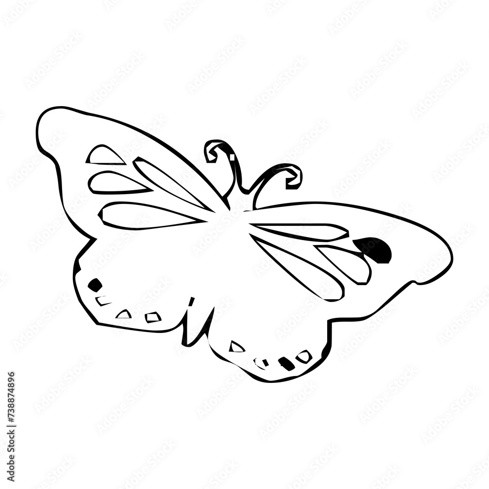 Black and white butterfly glyph Black and white butterfly glyph