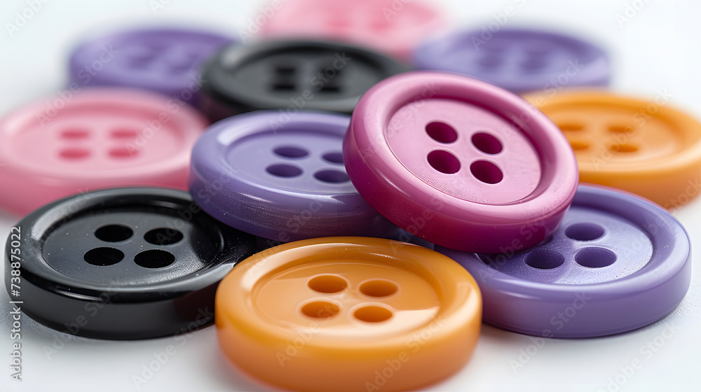 Buttons for Clothes Icon Set Closeup Isolated. Fashion, Art, Needlework, Sewing, Scrapbooking Decor. Round Clothes Button Collection, Front View Buttons for Clothes Icon Set Closeup Isolated. Fashion, Art, Needlework, Sewing, Scrapbooking Decor. Round Clothes Button Collection, Front View
