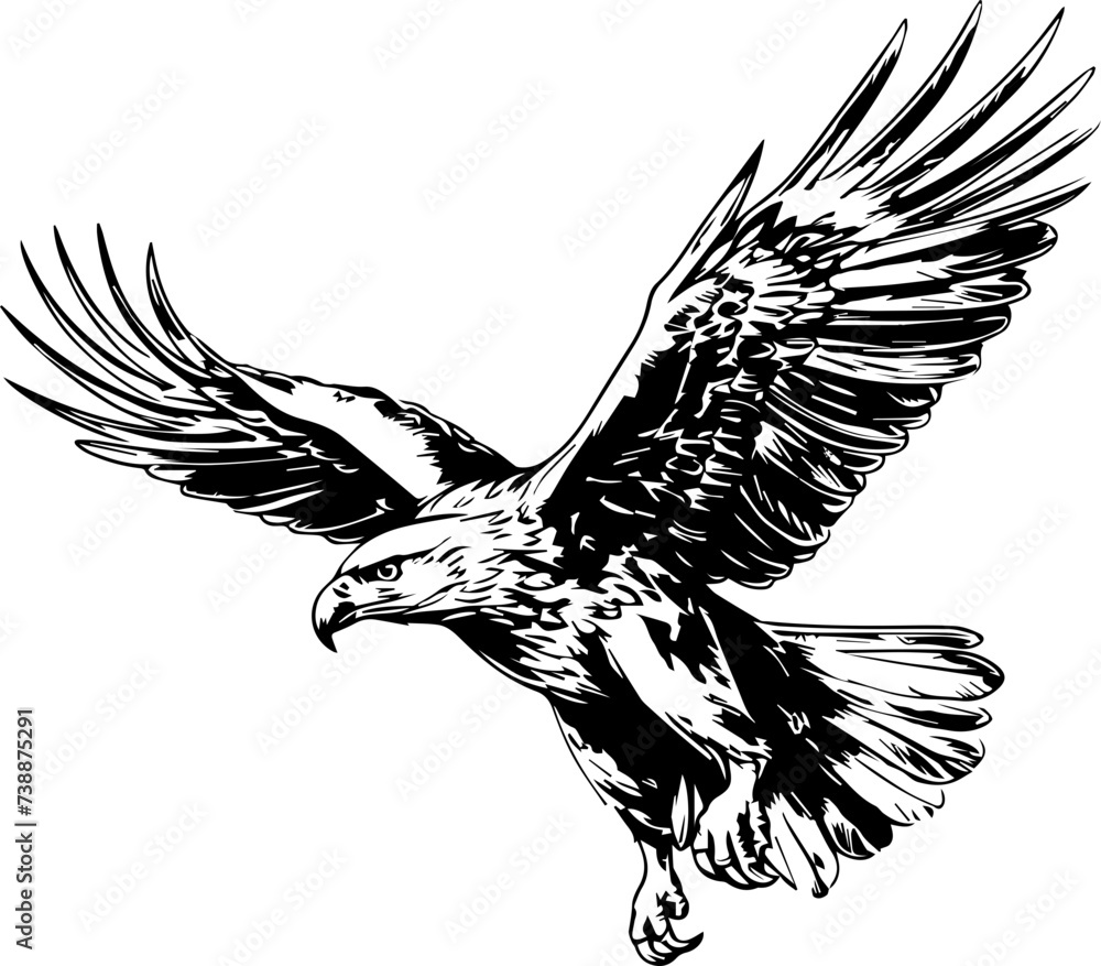 Naklejka premium eagle vector design, isolated background, hand drawn illustration style