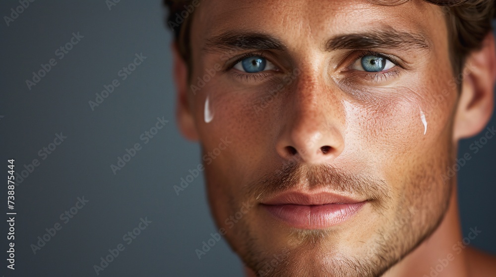 a close up of a man's face