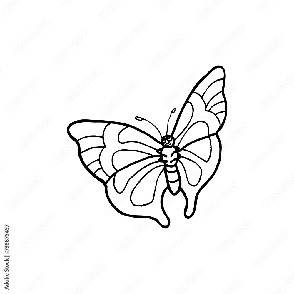 Black and white butterfly glyph
