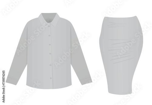 Grey female shirt and skirt. vector illustration