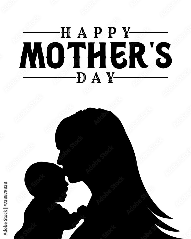 Happy Mothers Day event poster with mother and child vector illustration. Happy Mothers Day event poster with mother and child vector illustration.