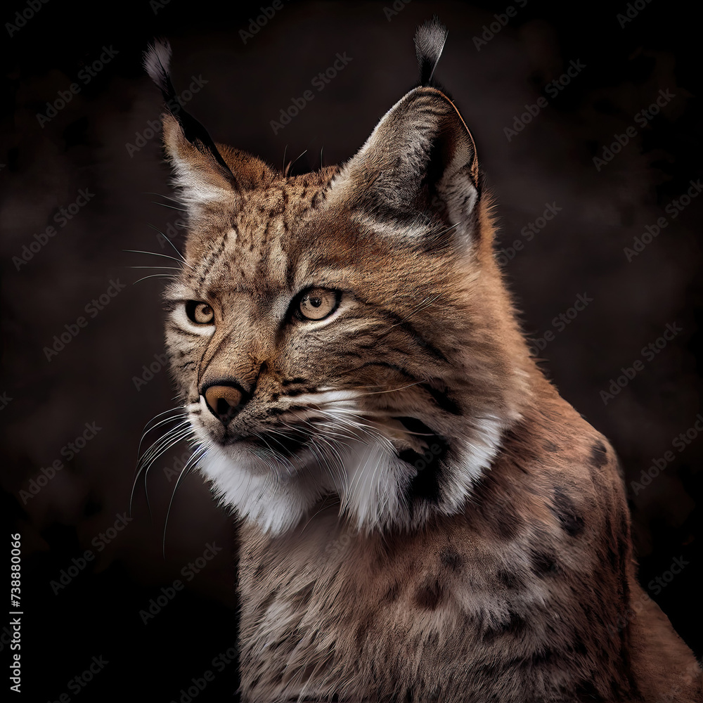 Obraz premium Majestic Bobcat Portrait in a Professional Studio Setting