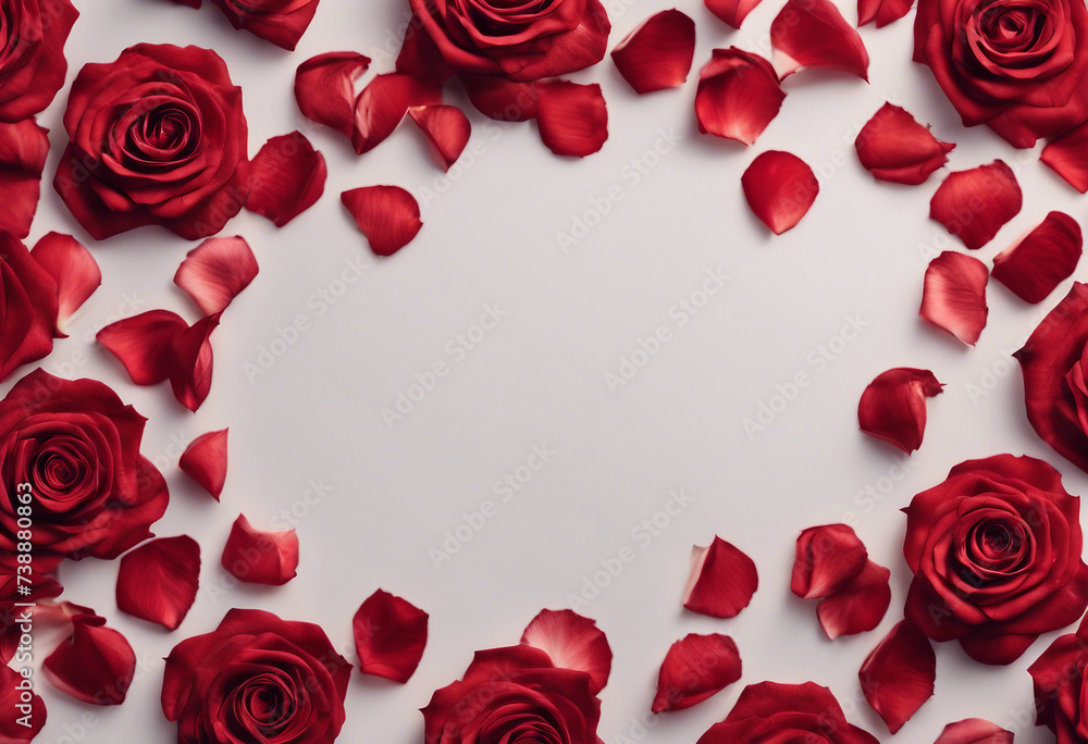 Petal of red roses border Romantic or spa background with copy space Petal of red roses border Romantic or spa background with copy space