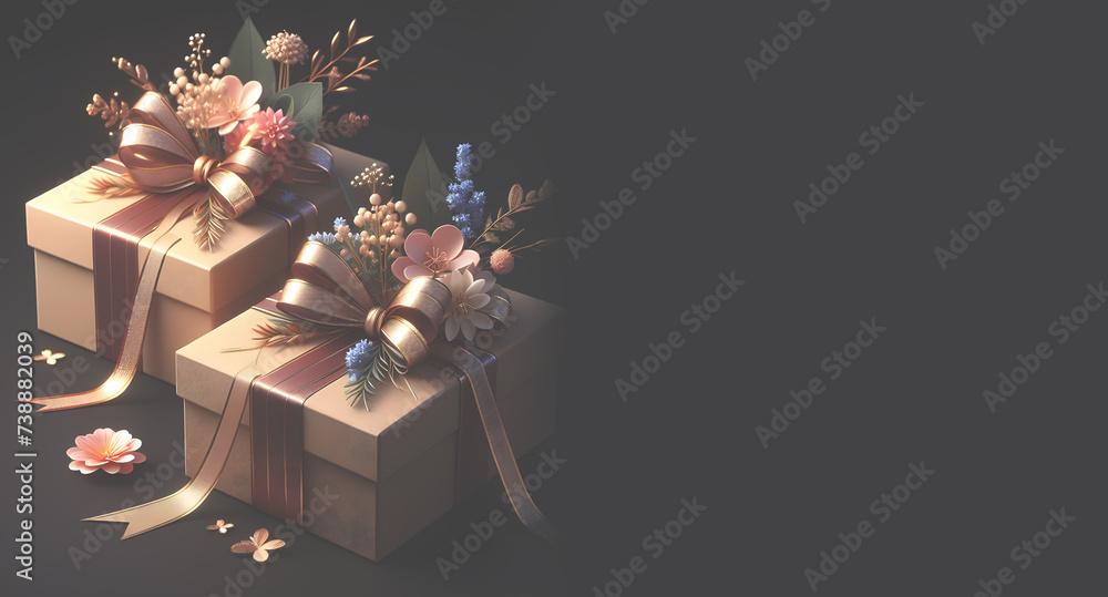 gift boxes on black background