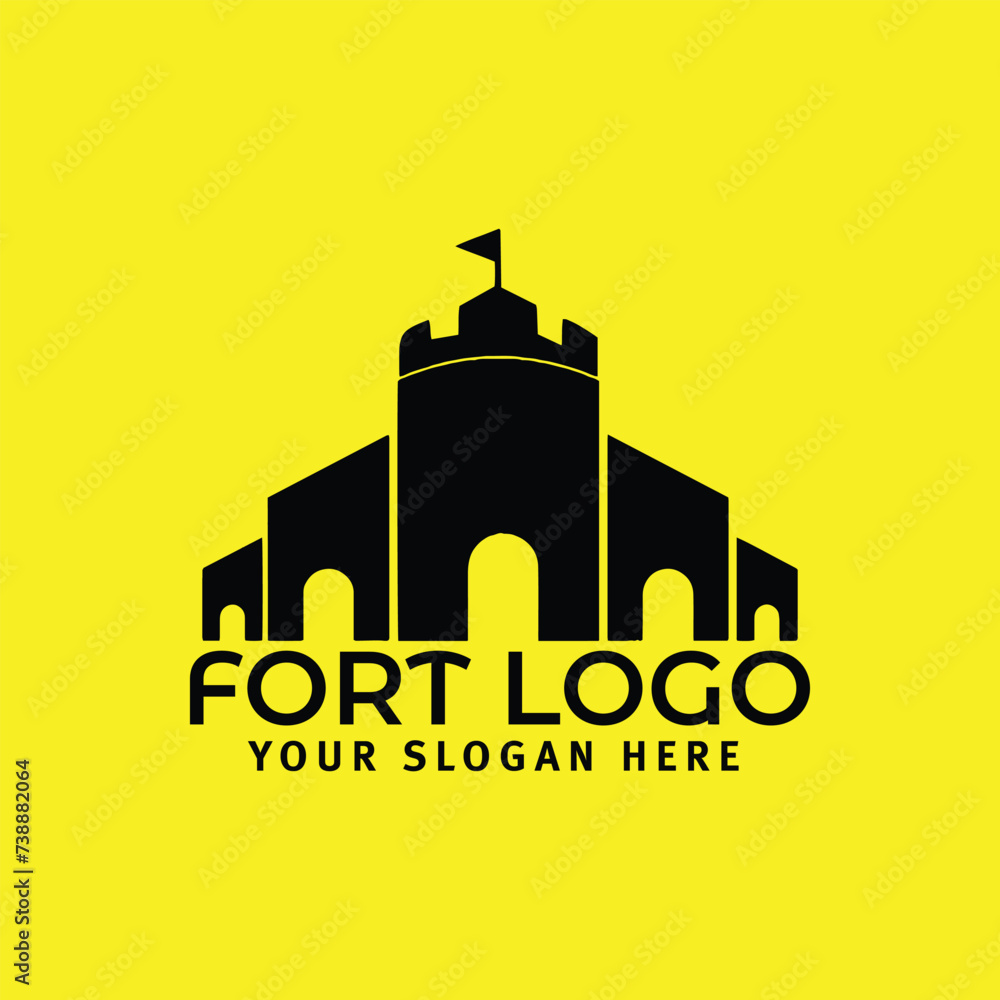 fortress castle logo design vector