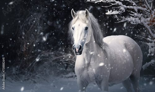 White Horse in Snow © Annika