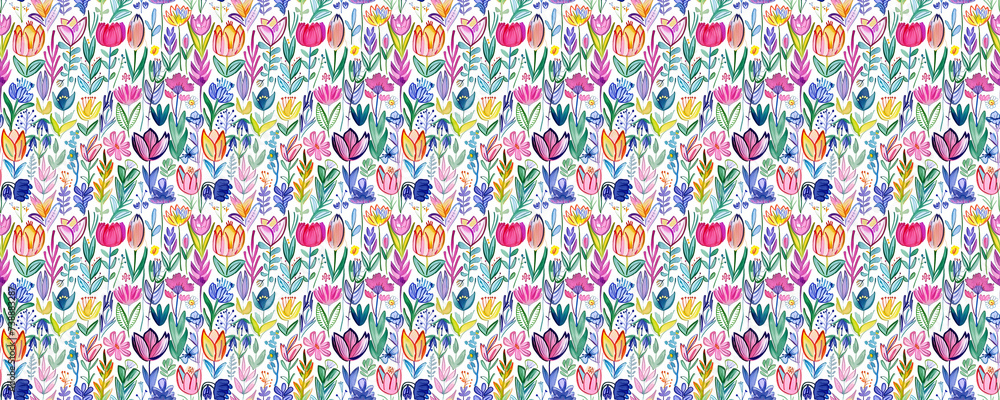 beautiful spring flower drawing pattern