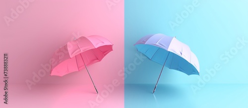 a pink and blue umbrellas