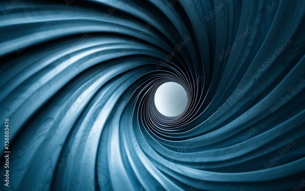 Fototapeta premium This photo showcases a blue swirl with a white center in the middle, creating an intricate and visually striking pattern