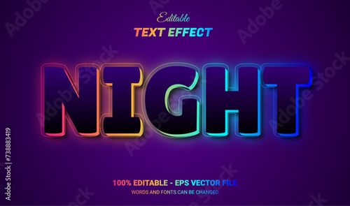 night editable text effect