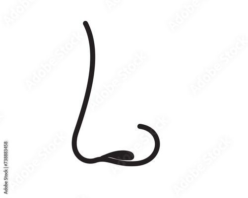 Nose vector , logo, icon, silhouette design. Nose side view icon with stroke line. Human organ of smell icon vector.