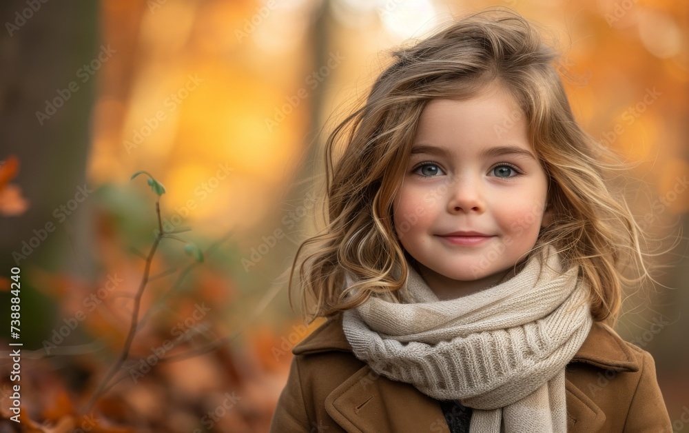 A young girl of multiracial descent wearing a colorful scarf around her neck in a casual outdoor setting