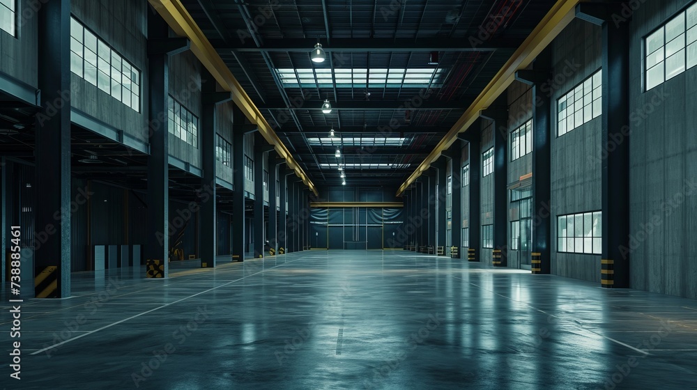 Empty warehouse, Factory Interior Hangar Building Backdrop 
