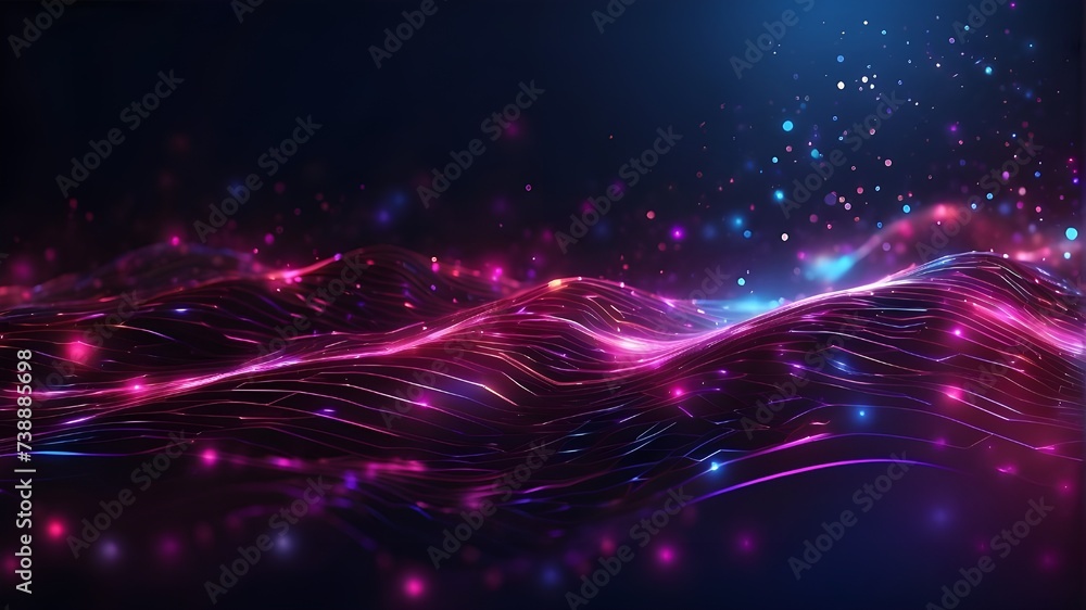 Abstract Background with Artificial Intelligence , Abstract Backdrop Featuring Neon Lines and shining Dots, Abstract Backdrop Featuring Neon Lines and Shimmering Dots, 