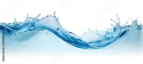 Dynamic Wave Of Clear blue water flowing. isolated on white background