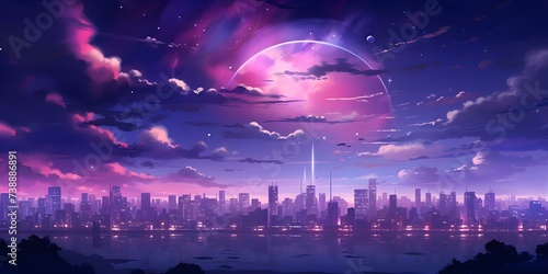 Vibrant Tokyo city lights at night animeinspired with stunning magenta and purple hues. Concept Night Photography, Tokyo City Lights, Anime Inspiration, Magenta and Purple Hues