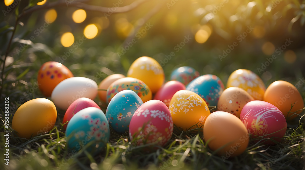 easter eggs with festive decoration easter eggs with festive decoration