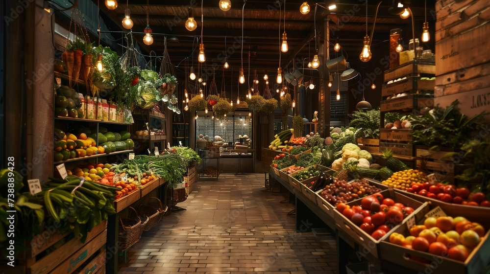 Local food market. Support local farmers, embrace sustainable living, and make eco-friendly grocery choices.