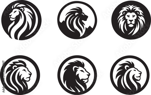 black and white lion, silhouette Image