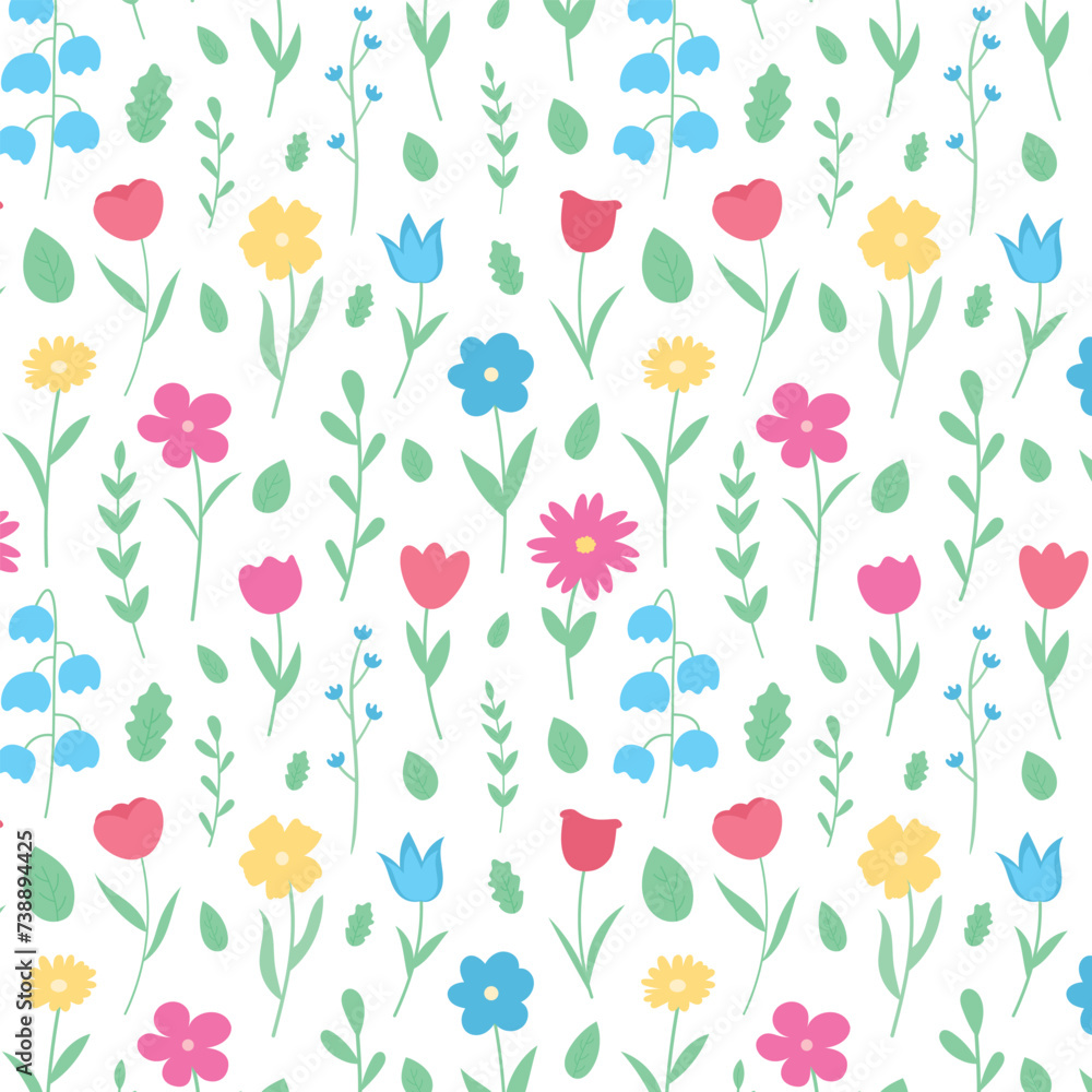 Seamless pattern with flowers Vector illustration for print, card, background, fabric