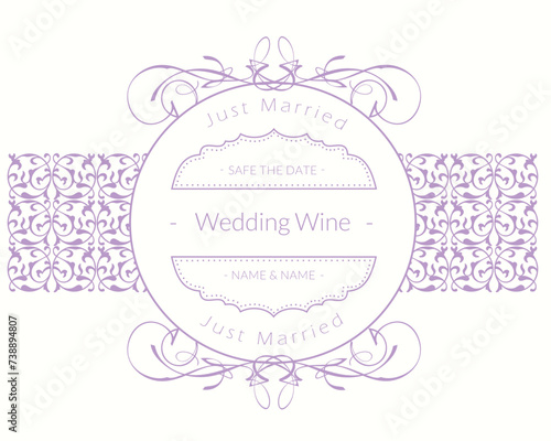 Pastel Purple Wedding Wine Label in Vector (ID: 738894807)