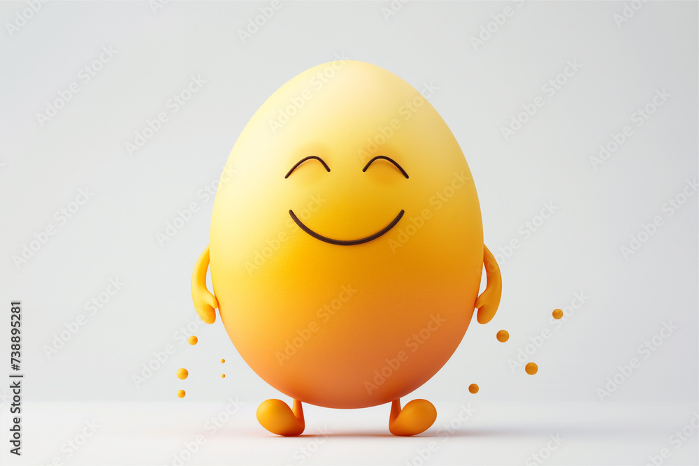 Smiling yellow easter egg on white background. 3D Rendering Smiling yellow easter egg on white background. 3D Rendering