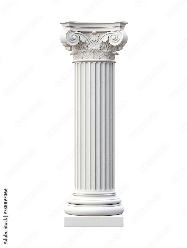 Greek pillar, White column, isolated on transparent background Greek pillar, White column, isolated on transparent background