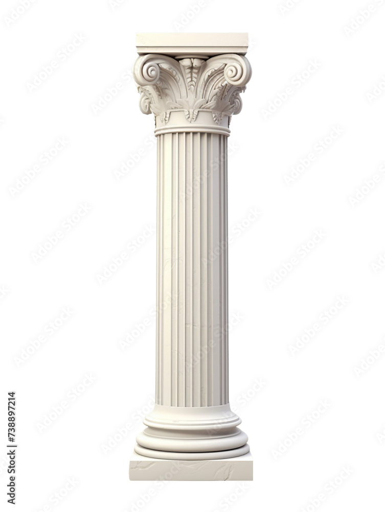 Greek pillar, White column, isolated on transparent background Greek pillar, White column, isolated on transparent background