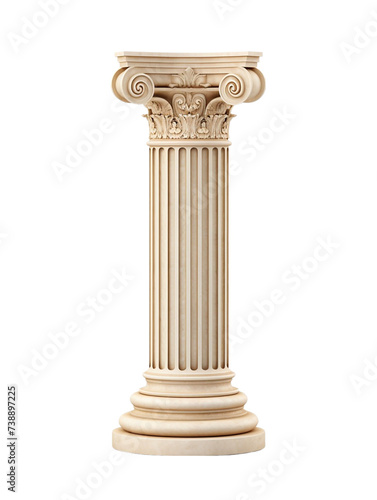 Greek pillar, White column, isolated on transparent background