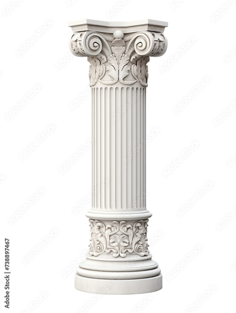 Greek pillar, White column, isolated on transparent background Greek pillar, White column, isolated on transparent background