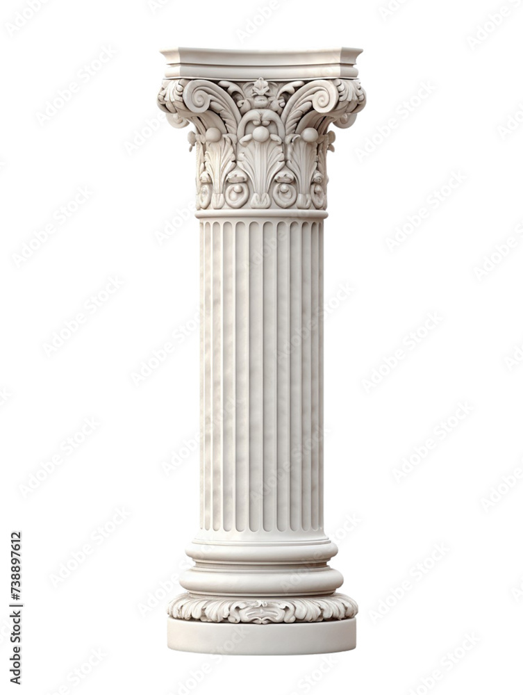 Greek pillar, White column, isolated on transparent background Greek pillar, White column, isolated on transparent background