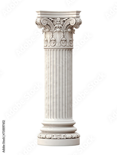 Greek pillar  White column  isolated on transparent background