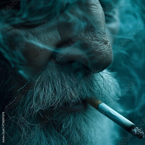 Close Up of Man Smoking Cigarette
