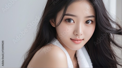 Korean women use towels. suitable for health and lifestyle content. 