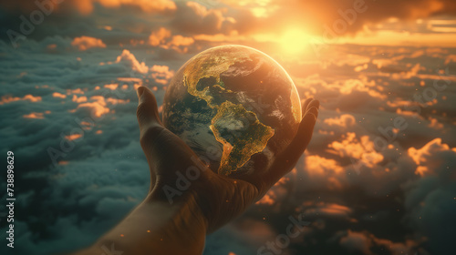 The globe is in your hand. The concept of the environment.
