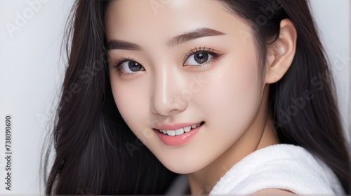 Korean women use towels. suitable for health and lifestyle content. 