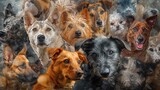 Group of Dogs Looking at Camera