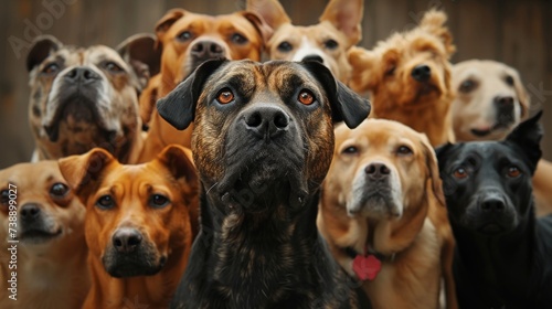 Large Group of Dogs Standing Together