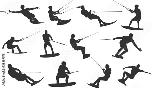 Water skiing silhouette, Water ski vector, Water skiing svg, Water skiing icon set, Water skiing clipart
