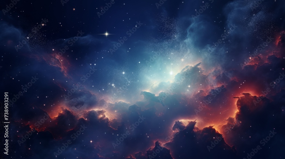 Fototapeta premium Space background with realistic nebula and shining stars. Neural network AI generated art